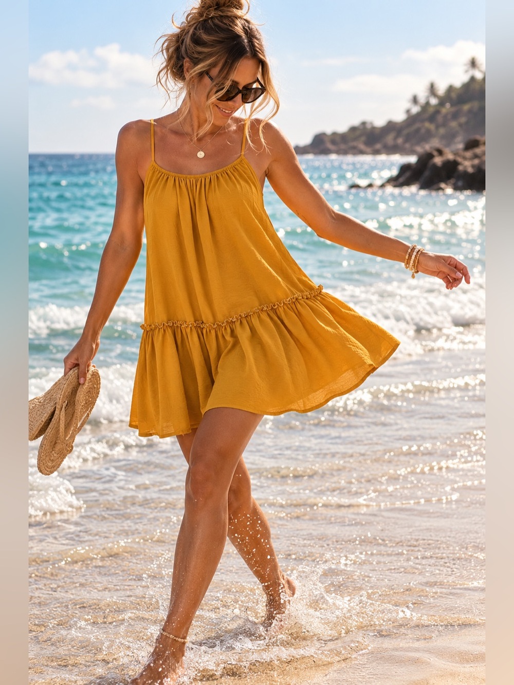 TASH + SOPHIE | Mustard Yellow | L |Spaghetti-Strap | 🌼 Mini Dress 🌼